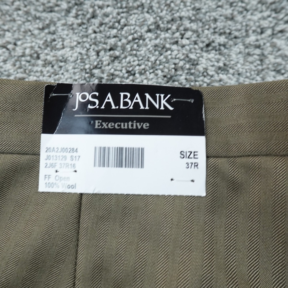 NEW Jos A Bank Pants Mens 37 Brown Tan Herringbone Wool Tailored Fit Dress Chino